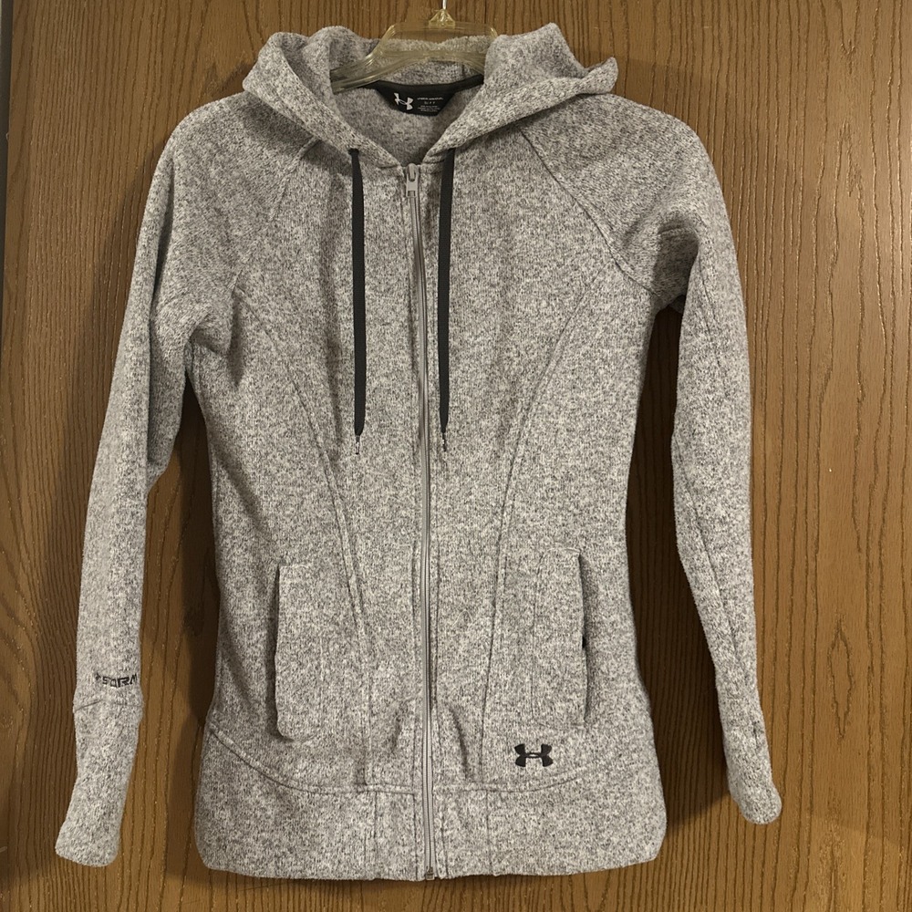 Under Armer Women Gray Hoodie Jacket Size S Pockets Full Zipper